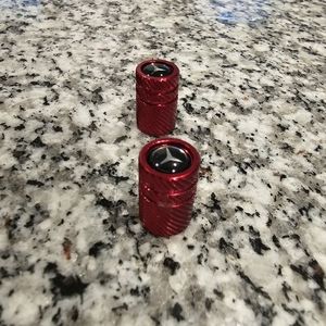 Red mercedes benz 2 pc tire valve stems